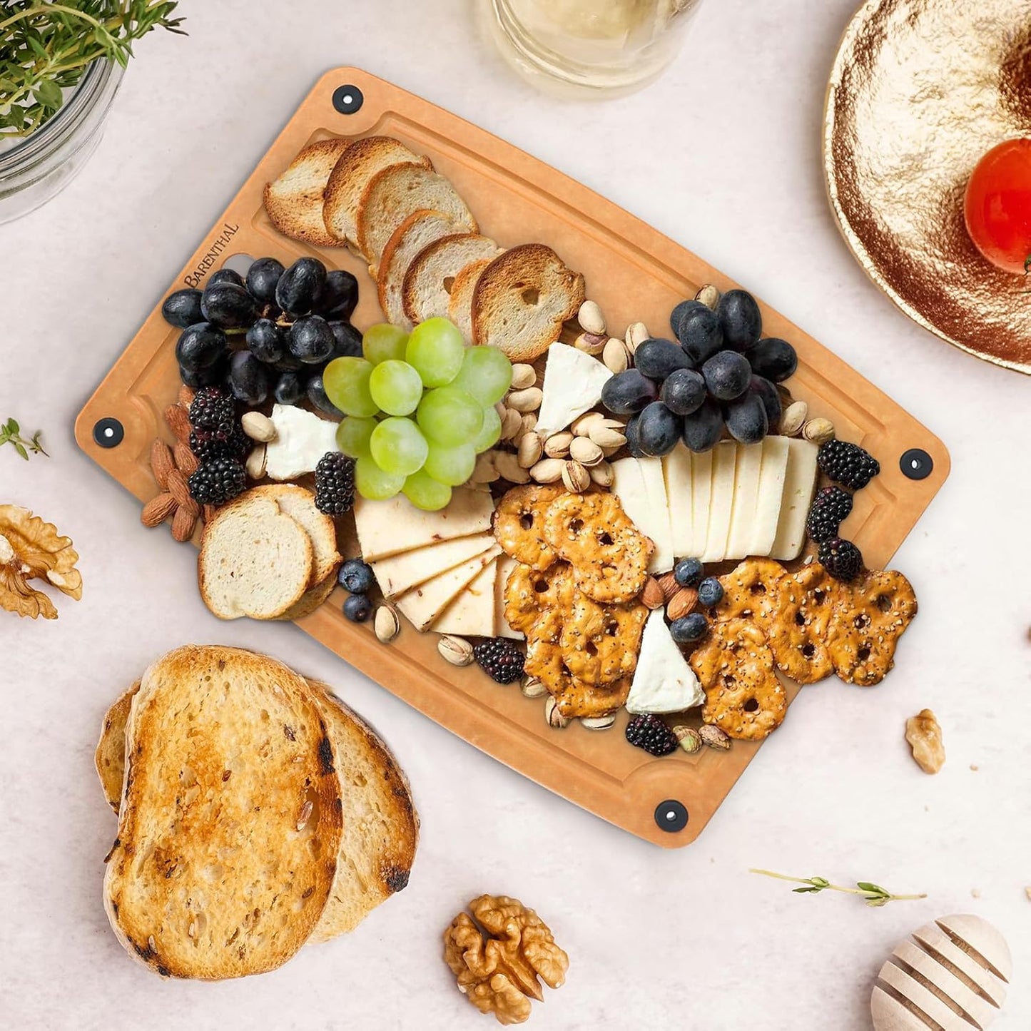 Cutting Boards for Kitchen Dishwasher - 2PC Cutting Board Set Double-Sided with Non-Slip Feet and Juice Groove Composite Chopping Board for Kitchen Knife Friendly Cut Meat, Fruit,Vegetable