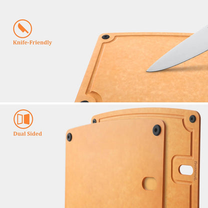 Cutting Boards for Kitchen Dishwasher - 2PC Cutting Board Set Double-Sided with Non-Slip Feet and Juice Groove Composite Chopping Board for Kitchen Knife Friendly Cut Meat, Fruit,Vegetable