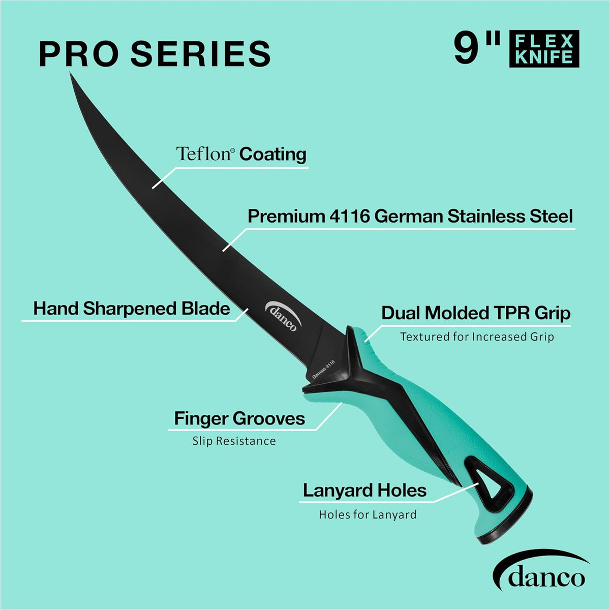 danco Pro Series 9-Inch Fillet Knife with German Steel Blade and Sheath