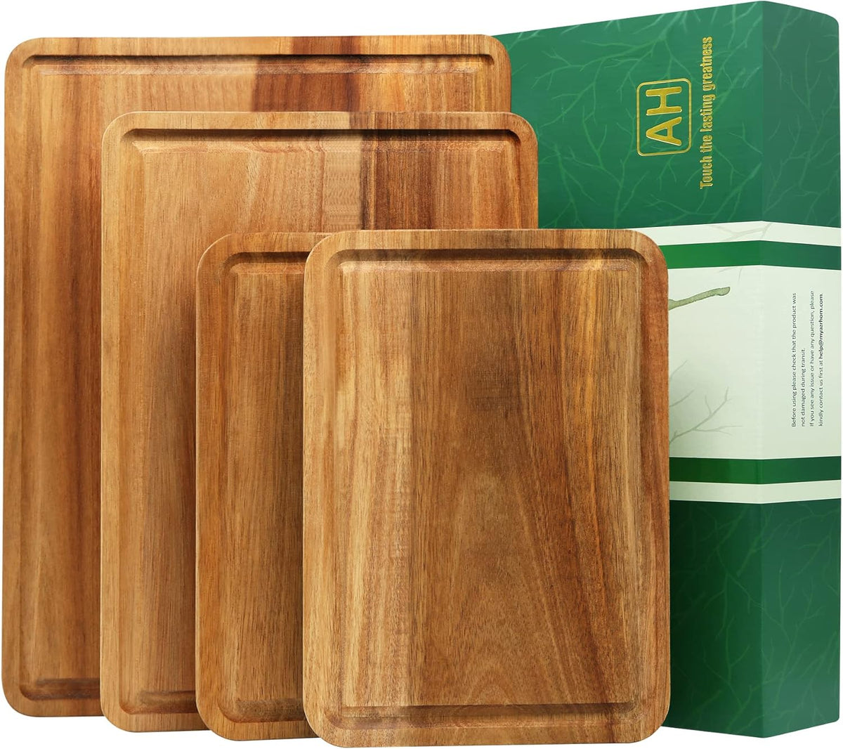 Large Acacia Wood Cutting Board for Kitchen, Butcher Block for Meat and Cheese, Chopping Board with Hanging Hole and Groove 18x12 Inch