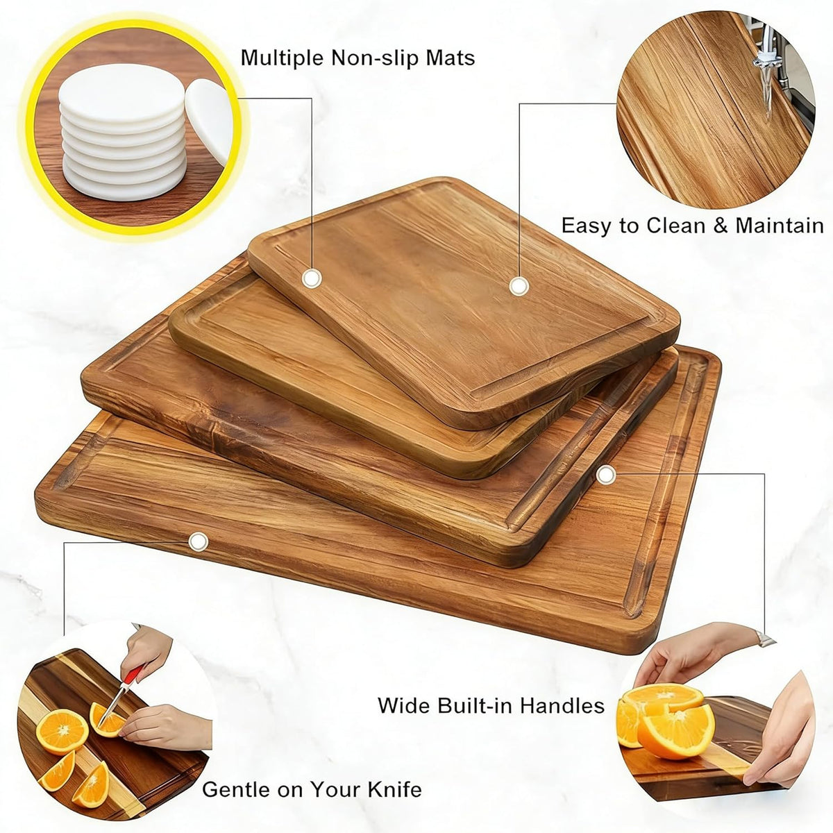 Large Acacia Wood Cutting Board for Kitchen, Butcher Block for Meat and Cheese, Chopping Board with Hanging Hole and Groove 18x12 Inch