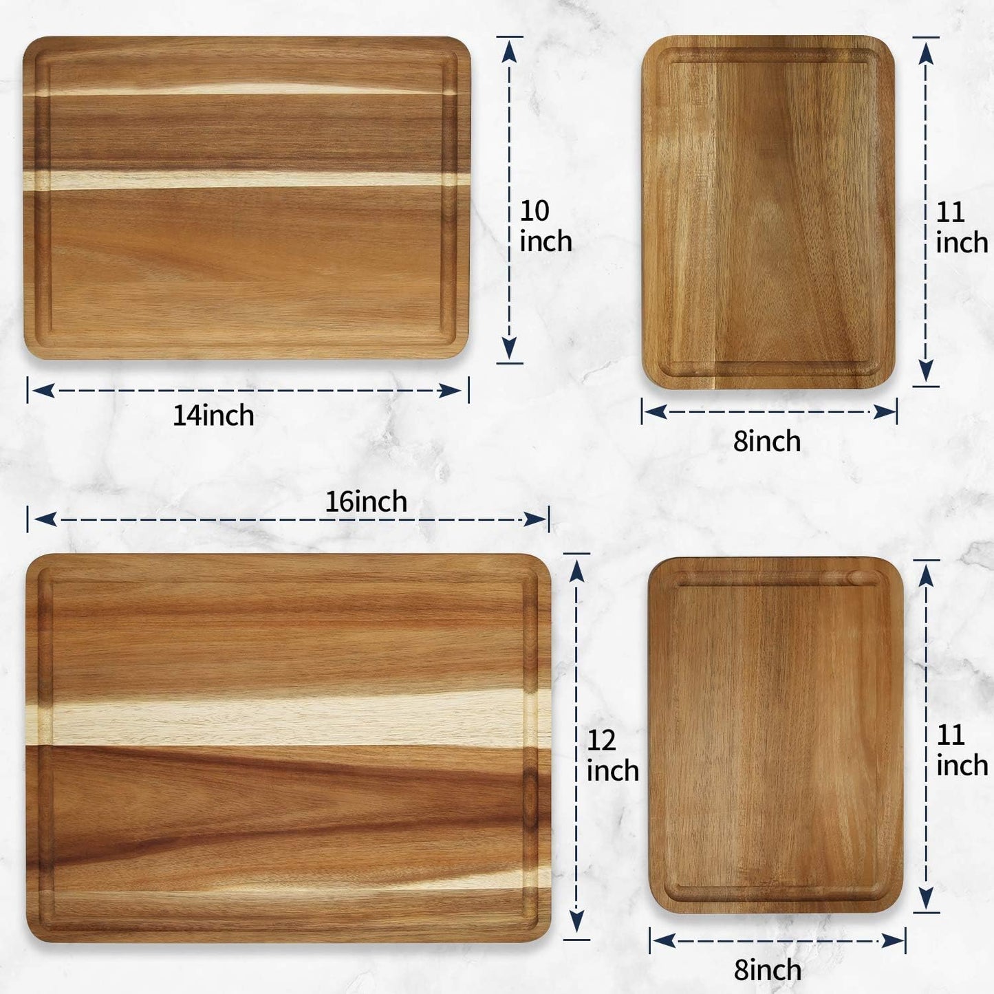 Large Acacia Wood Cutting Board for Kitchen, Butcher Block for Meat and Cheese, Chopping Board with Hanging Hole and Groove 18x12 Inch