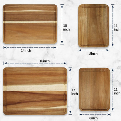 Large Acacia Wood Cutting Board for Kitchen, Butcher Block for Meat and Cheese, Chopping Board with Hanging Hole and Groove 18x12 Inch