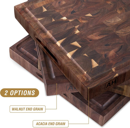 Large Acacia Wood Cutting Board for Kitchen, Butcher Block for Meat and Cheese, Chopping Board with Hanging Hole and Groove 18x12 Inch