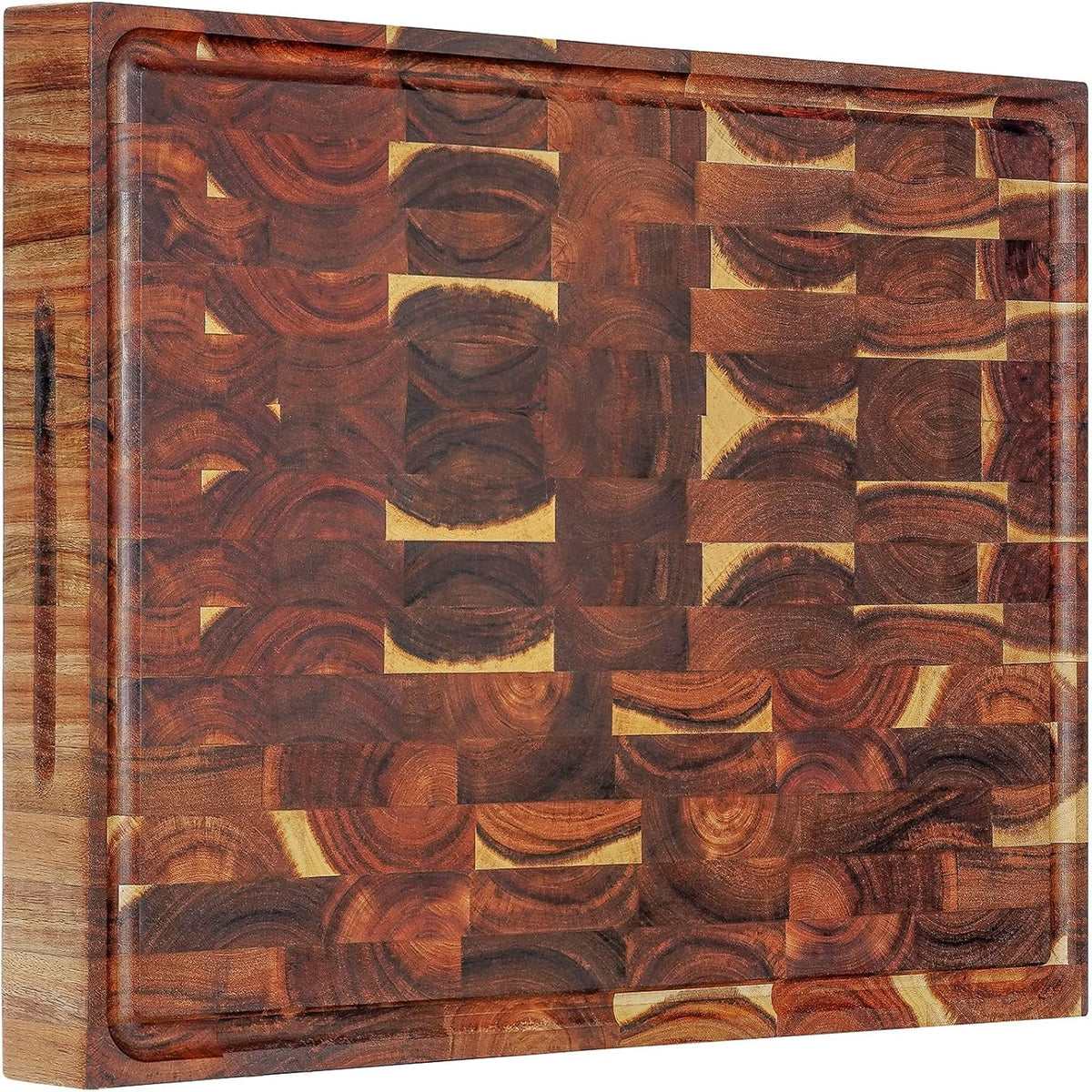 Large Acacia Wood Cutting Board for Kitchen, Butcher Block for Meat and Cheese, Chopping Board with Hanging Hole and Groove 18x12 Inch