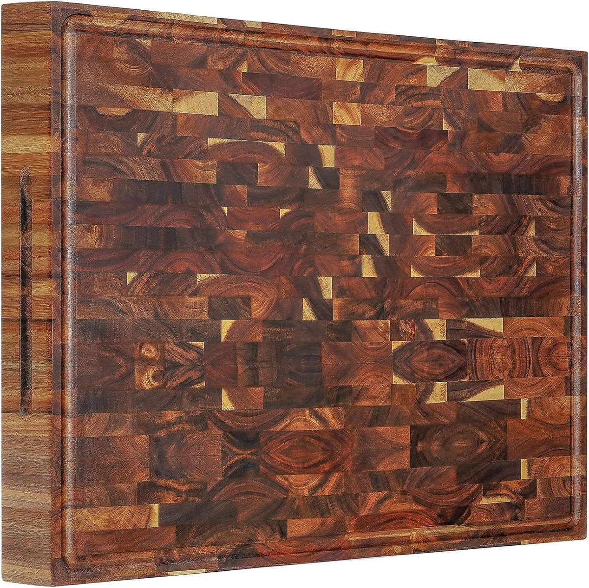 Large Acacia Wood Cutting Board for Kitchen, Butcher Block for Meat and Cheese, Chopping Board with Hanging Hole and Groove 18x12 Inch
