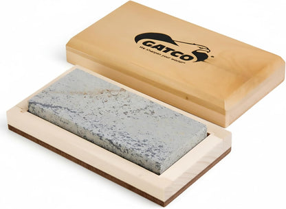Bear & Son 4" Sharpening and Honing Stone, 100% Natural Soft Arkansas Whetstone with Wood Storage Box, 2″ X 4″ X 0.5” (80040)