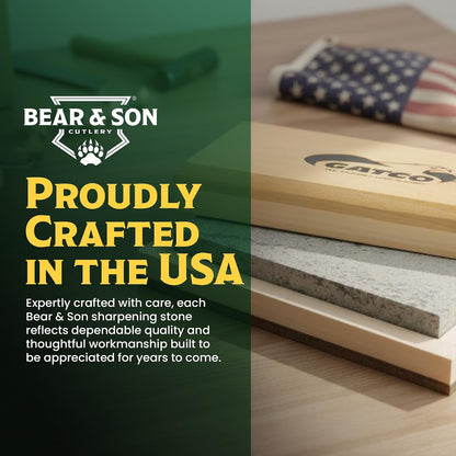 Bear & Son 4" Sharpening and Honing Stone, 100% Natural Soft Arkansas Whetstone with Wood Storage Box, 2″ X 4″ X 0.5” (80040)