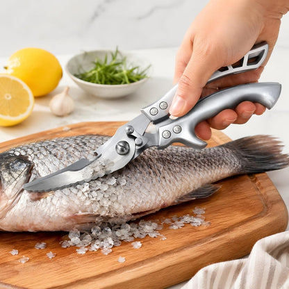 Poultry Shears, Spring Loaded Kitchen Scissors Fish Scaler Opener | 3-in-1 Kitchen Shears – poultry shears, fish scaler & bottle opener in one 10-inch tool. Cut chicken, turkey, fish, meat.