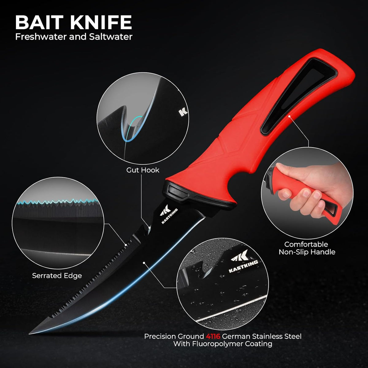 Intimidator 9'' Fillet Knife and Honing Rod, Fishing Gear for Men