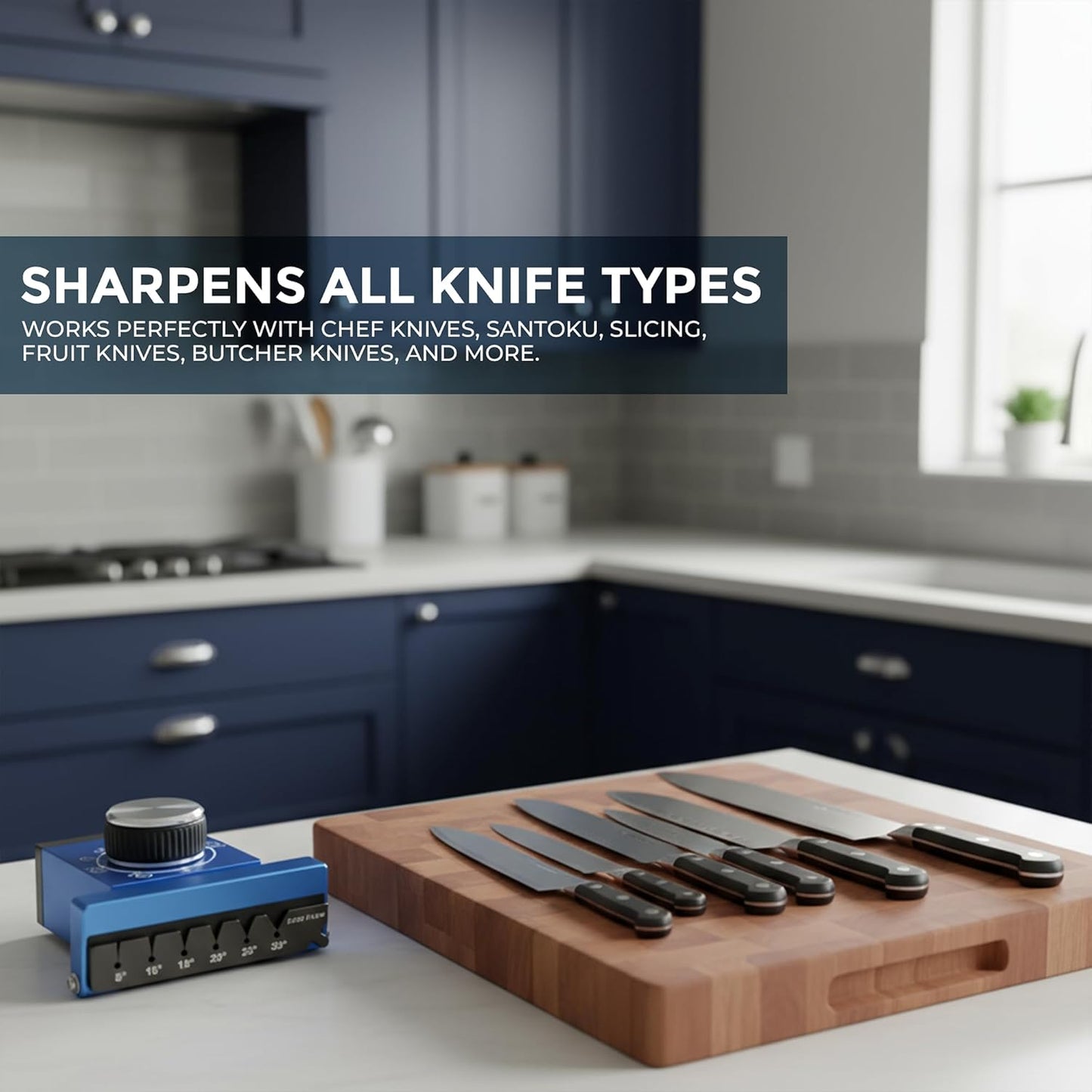 Knife Sharpener - Professional Sharpening Tool Kit for All Knife Types, Offers 0 to 30° Magnetic Angles - Manual Safe Operating - Diamond & Ceramic Honing 400, 800 and 1000 Discs