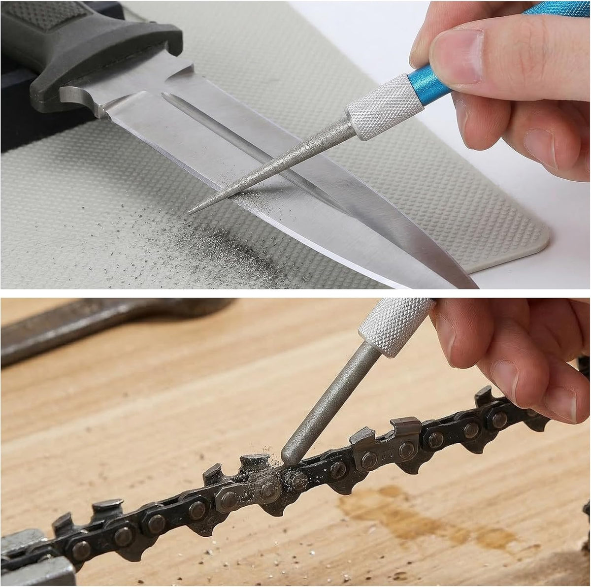 2 Pcs Retractable Steel Sharpening Serrated Knife Sharpener Portable Manual Sharpening Rod Multifunction Small Knife sharpening Tool for Home Kitchen Gadgets Outdoor Repairs Fishing