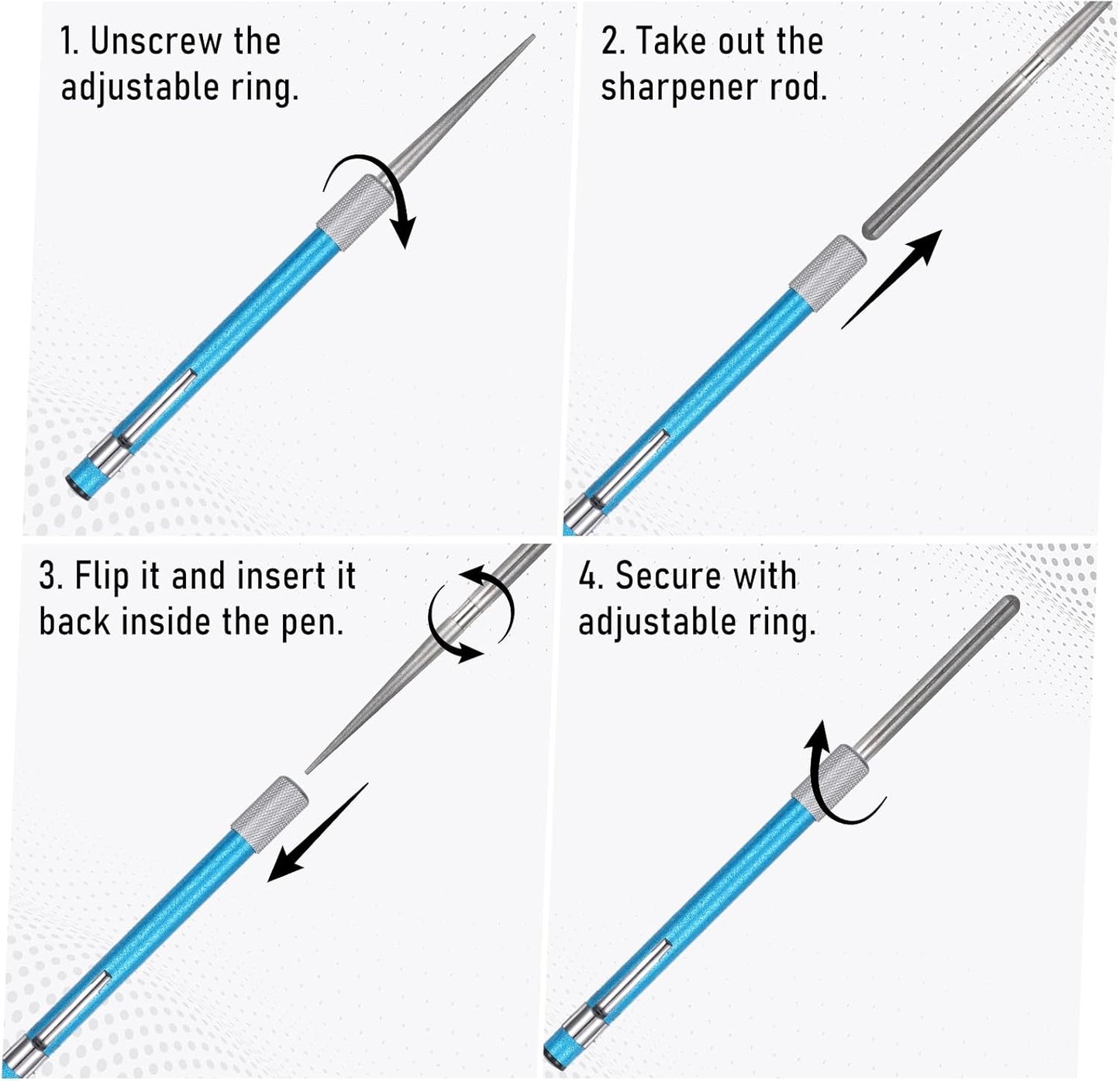 2 Pcs Retractable Steel Sharpening Serrated Knife Sharpener Portable Manual Sharpening Rod Multifunction Small Knife sharpening Tool for Home Kitchen Gadgets Outdoor Repairs Fishing