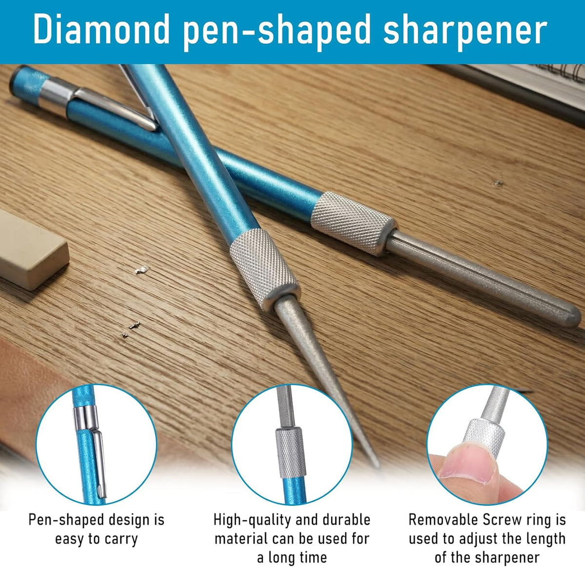 2 Pcs Retractable Steel Sharpening Serrated Knife Sharpener Portable Manual Sharpening Rod Multifunction Small Knife sharpening Tool for Home Kitchen Gadgets Outdoor Repairs Fishing