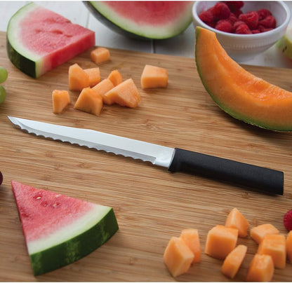 The Starter Gift Set Part 2 (G248) + Sharpener, Black Handle | 7-Piece Knife Set with Quick Edge Sharpener (R119), Stainless Steel Blades, Black Resin Handle