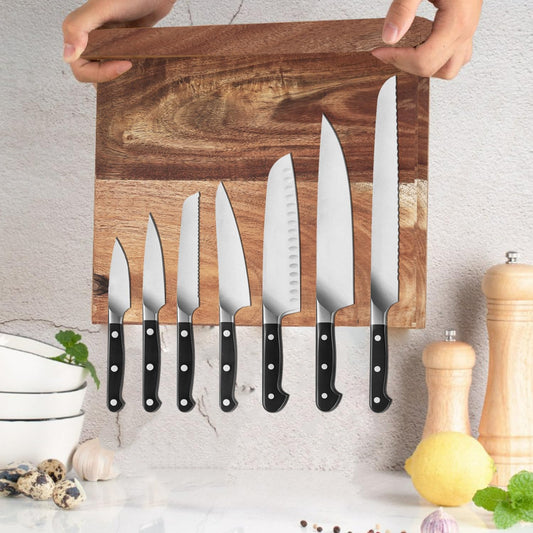 Magnetic Knife Block - Super Large 16 Inch Double Side Magnetic Knife Holder Rack for Kitchen Counter,Strong Magnet Sushi Knives Stand Acacia Wood Magnetic Knife Storage