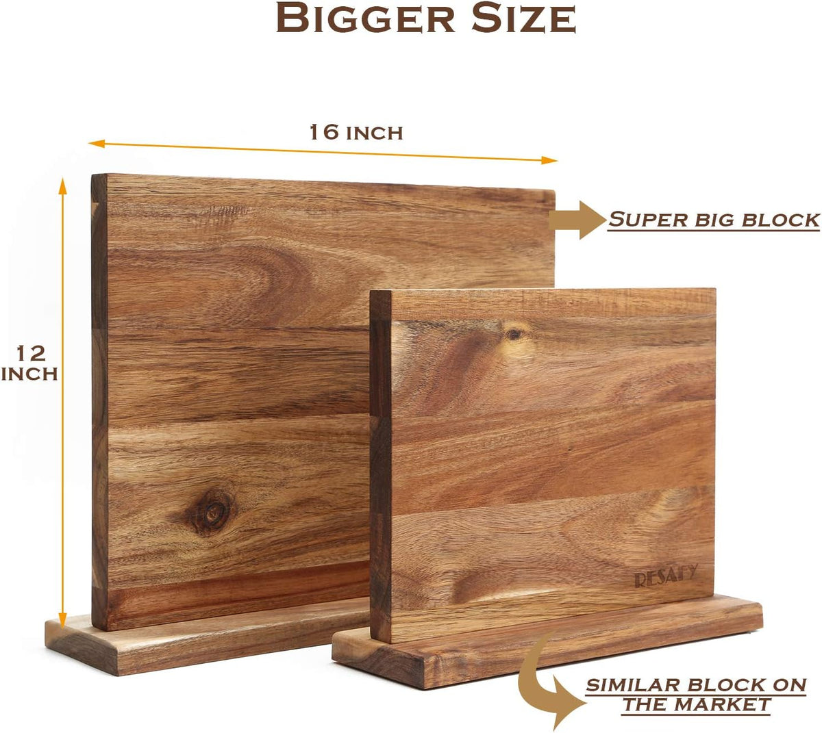 Magnetic Knife Block - Super Large 16 Inch Double Side Magnetic Knife Holder Rack for Kitchen Counter,Strong Magnet Sushi Knives Stand Acacia Wood Magnetic Knife Storage