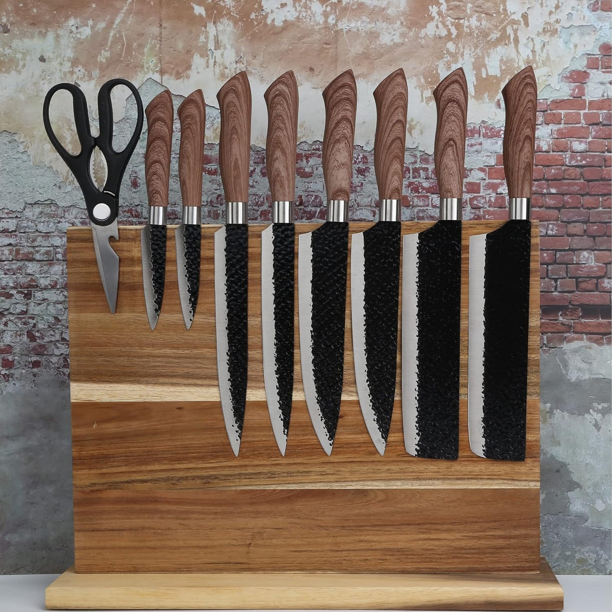 Magnetic Knife Block - Super Large 16 Inch Double Side Magnetic Knife Holder Rack for Kitchen Counter,Strong Magnet Sushi Knives Stand Acacia Wood Magnetic Knife Storage