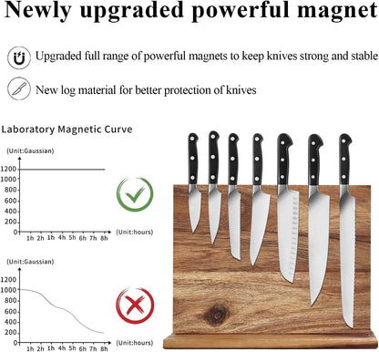 Magnetic Knife Block - Super Large 16 Inch Double Side Magnetic Knife Holder Rack for Kitchen Counter,Strong Magnet Sushi Knives Stand Acacia Wood Magnetic Knife Storage