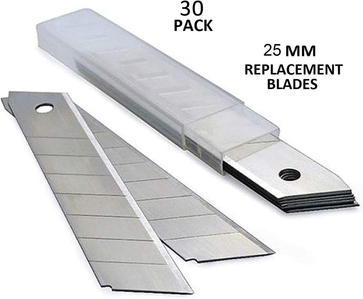 Box Cutter Retractable 25MM Long Utility Knife With 20pcs Blades Refills | Heavy Duty Exacto Knife Razor Knife Utility, Snap Off Blades Box Cutter with Rubber Grip for Cardboard, Boxes, DIY Crafts