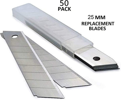 Box Cutter Retractable 25MM Long Utility Knife With 20pcs Blades Refills | Heavy Duty Exacto Knife Razor Knife Utility, Snap Off Blades Box Cutter with Rubber Grip for Cardboard, Boxes, DIY Crafts