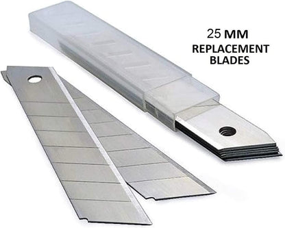 Box Cutter Retractable 25MM Long Utility Knife With 20pcs Blades Refills | Heavy Duty Exacto Knife Razor Knife Utility, Snap Off Blades Box Cutter with Rubber Grip for Cardboard, Boxes, DIY Crafts