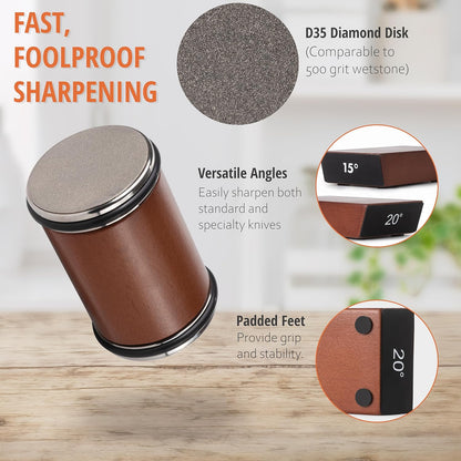 The Rolling Knife Sharpener – Knife Sharpening for Razor-Sharp Blades – Knife Sharpening Tool for Kitchen Knives – Knife Sharpener Kit Offers 15 & 20 Degree Sharpening
