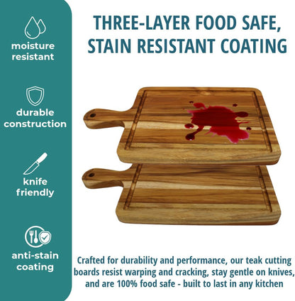 Teak Cutting Board 18x14 with Juice Groove & Handle