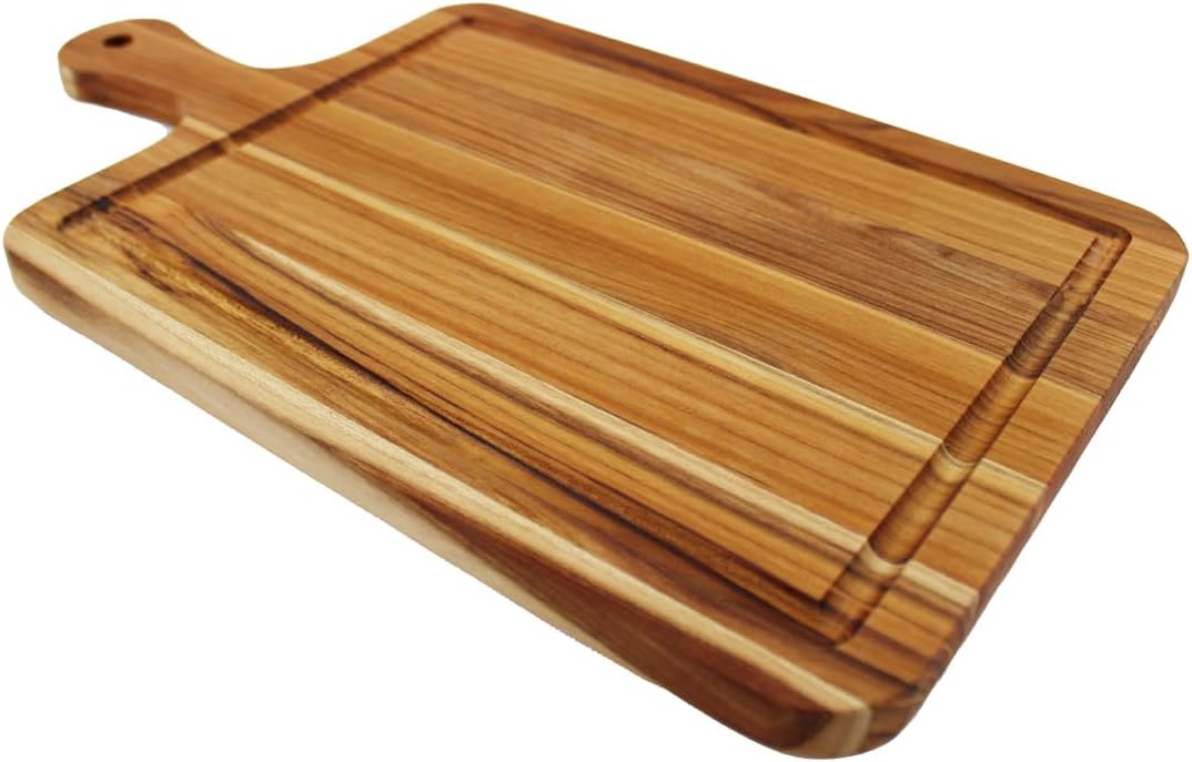 Teak Cutting Board 18x14 with Juice Groove & Handle