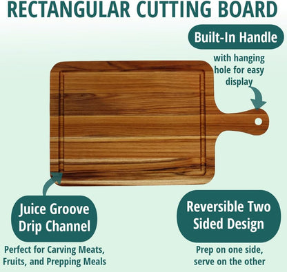 Teak Cutting Board 18x14 with Juice Groove & Handle