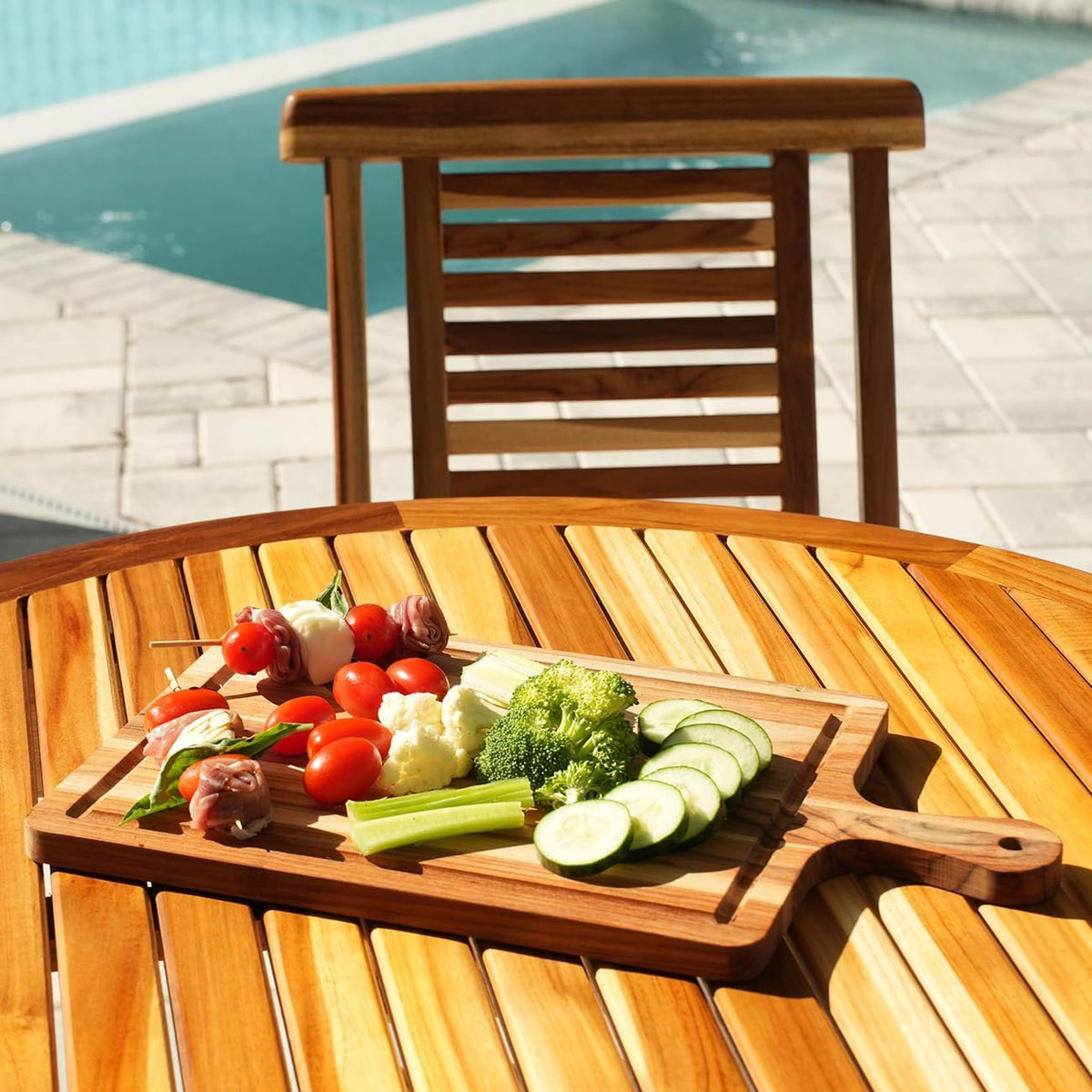 Teak Cutting Board 18x14 with Juice Groove & Handle