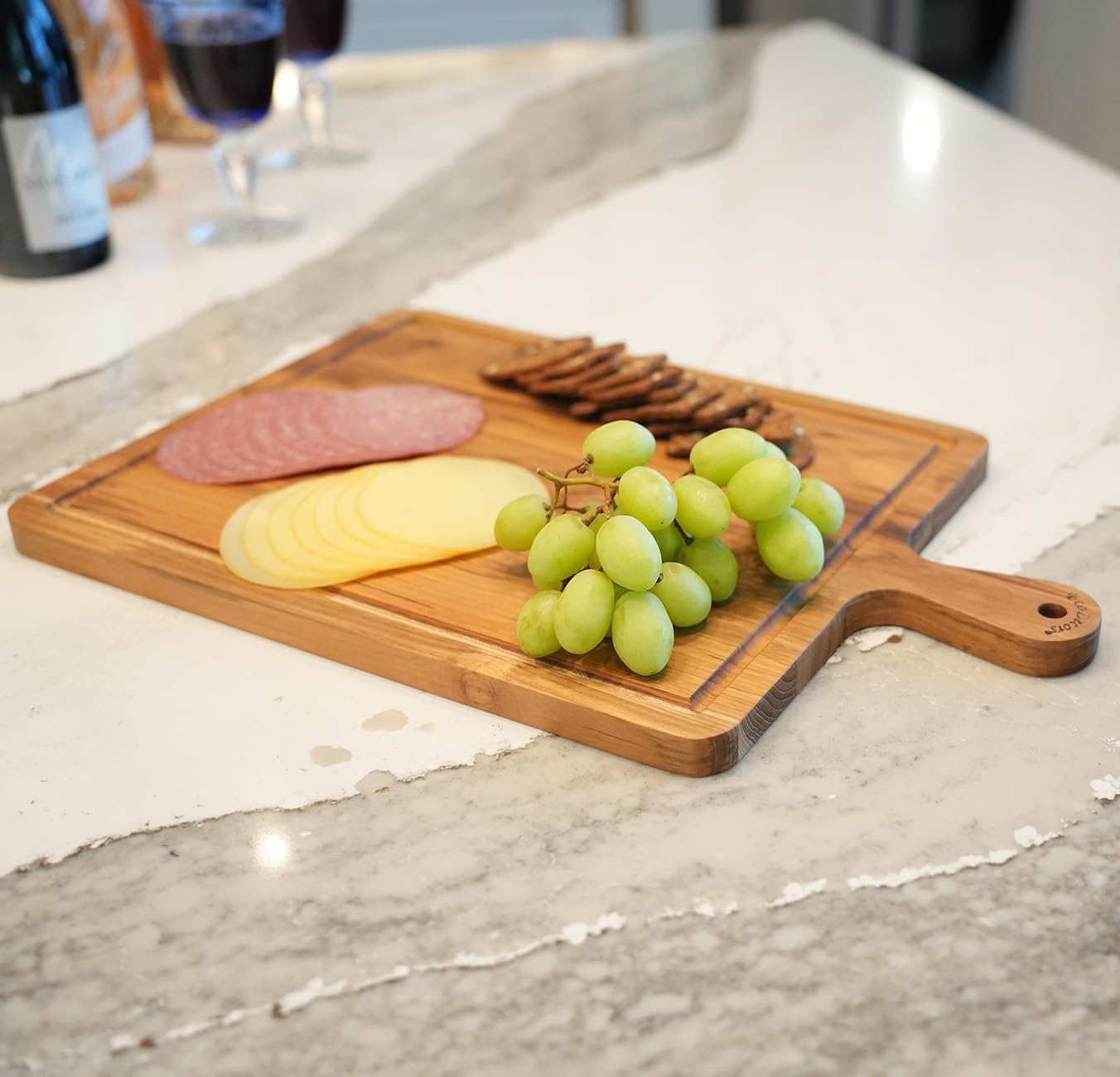 Teak Cutting Board 18x14 with Juice Groove & Handle