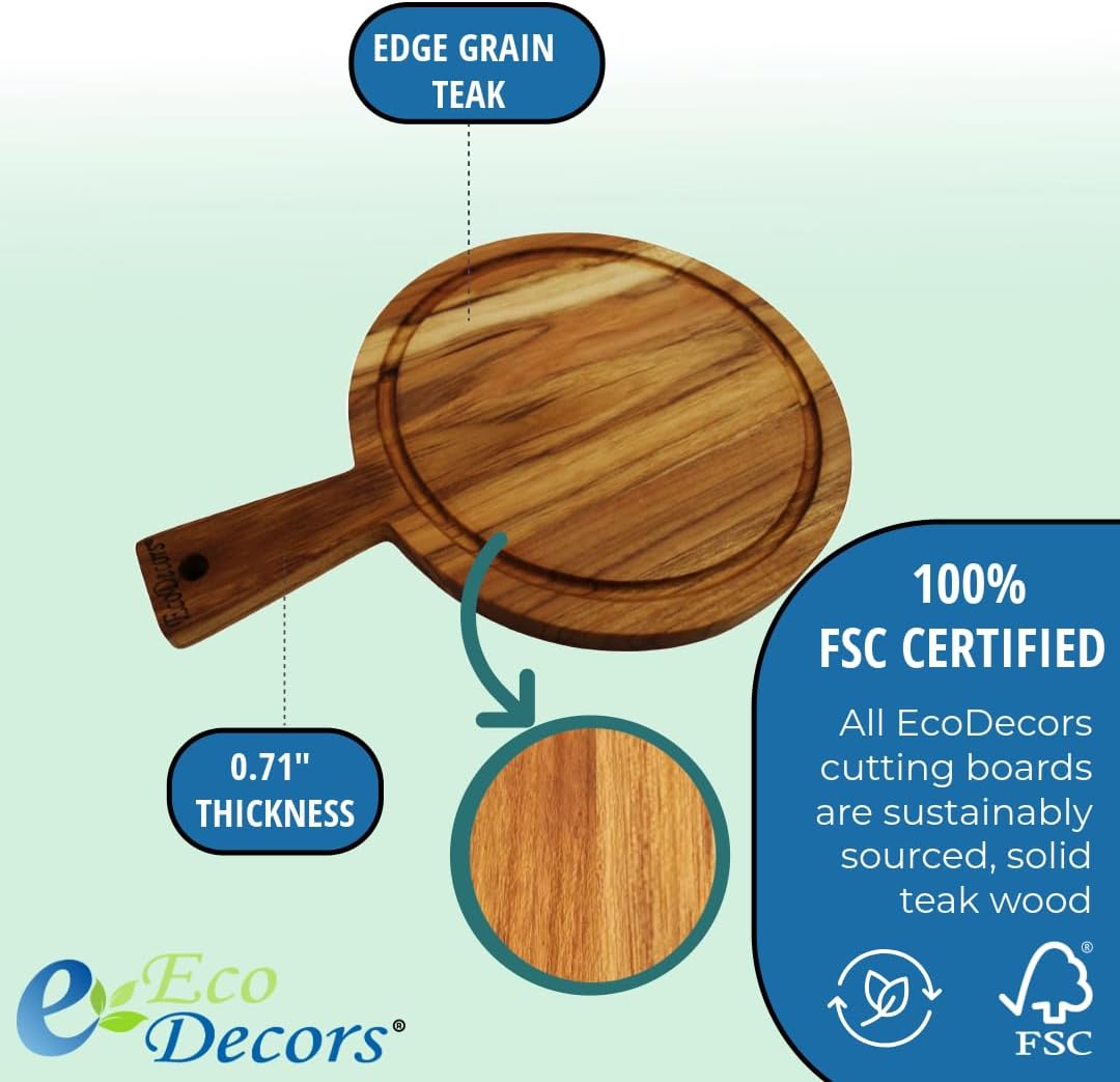Teak Cutting Board 18x14 with Juice Groove & Handle
