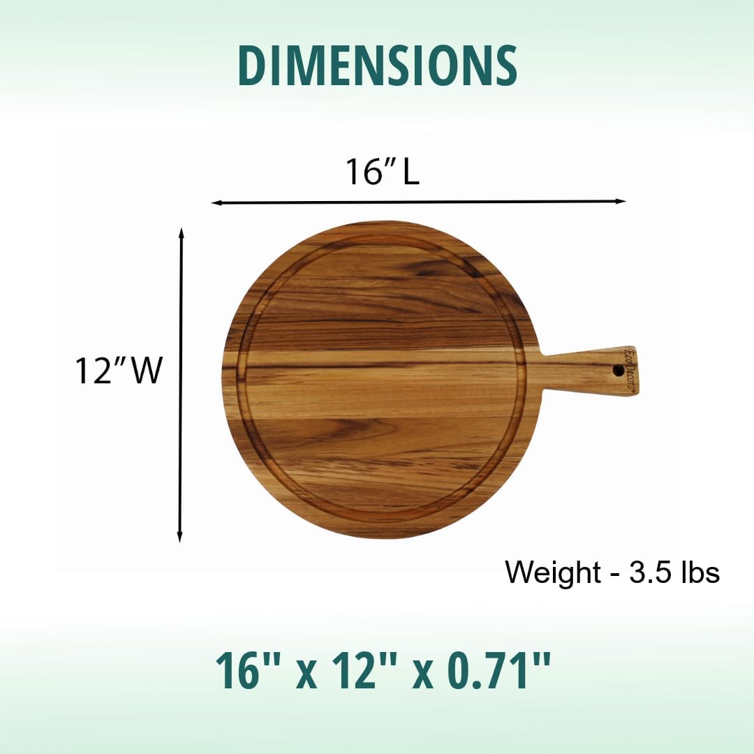 Teak Cutting Board 18x14 with Juice Groove & Handle