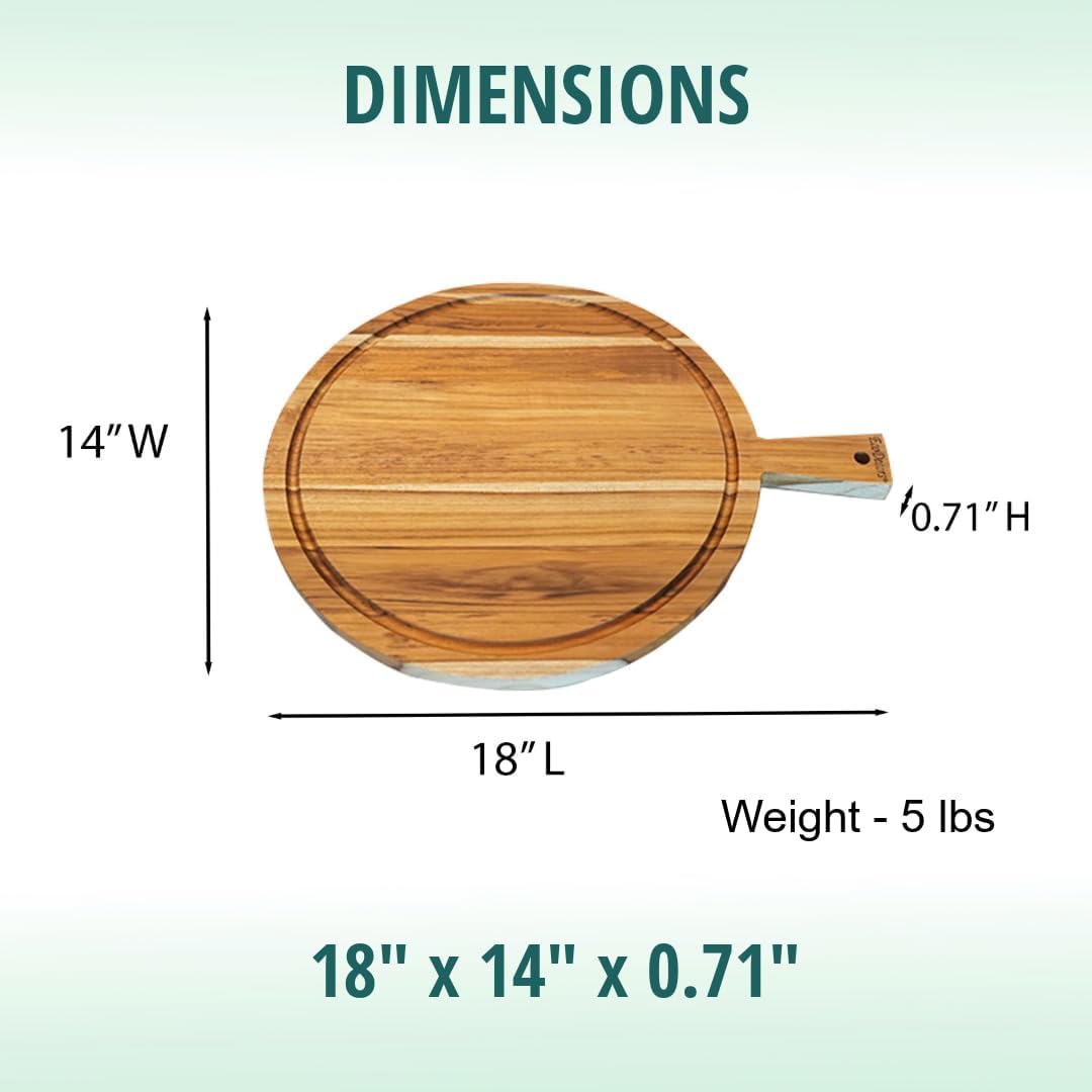 Teak Cutting Board 18x14 with Juice Groove & Handle