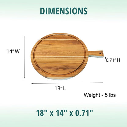Teak Cutting Board 18x14 with Juice Groove & Handle