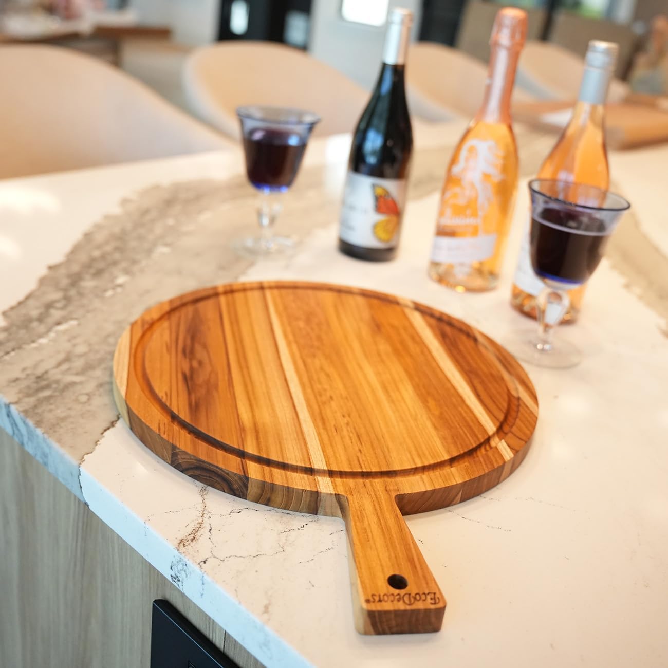 Teak Cutting Board 18x14 with Juice Groove & Handle