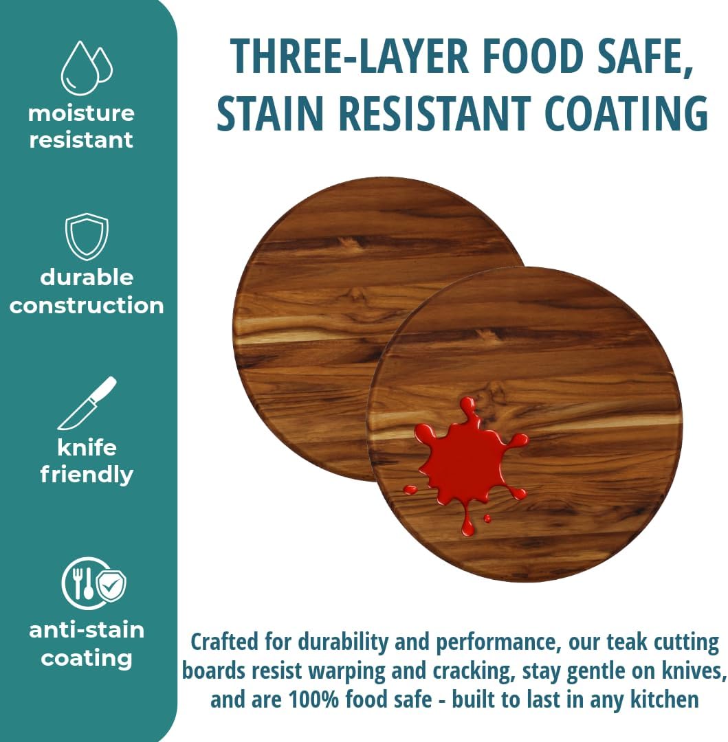 Teak Cutting Board 18x14 with Juice Groove & Handle