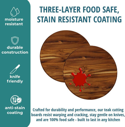 Teak Cutting Board 18x14 with Juice Groove & Handle