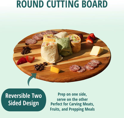 Teak Cutting Board 18x14 with Juice Groove & Handle
