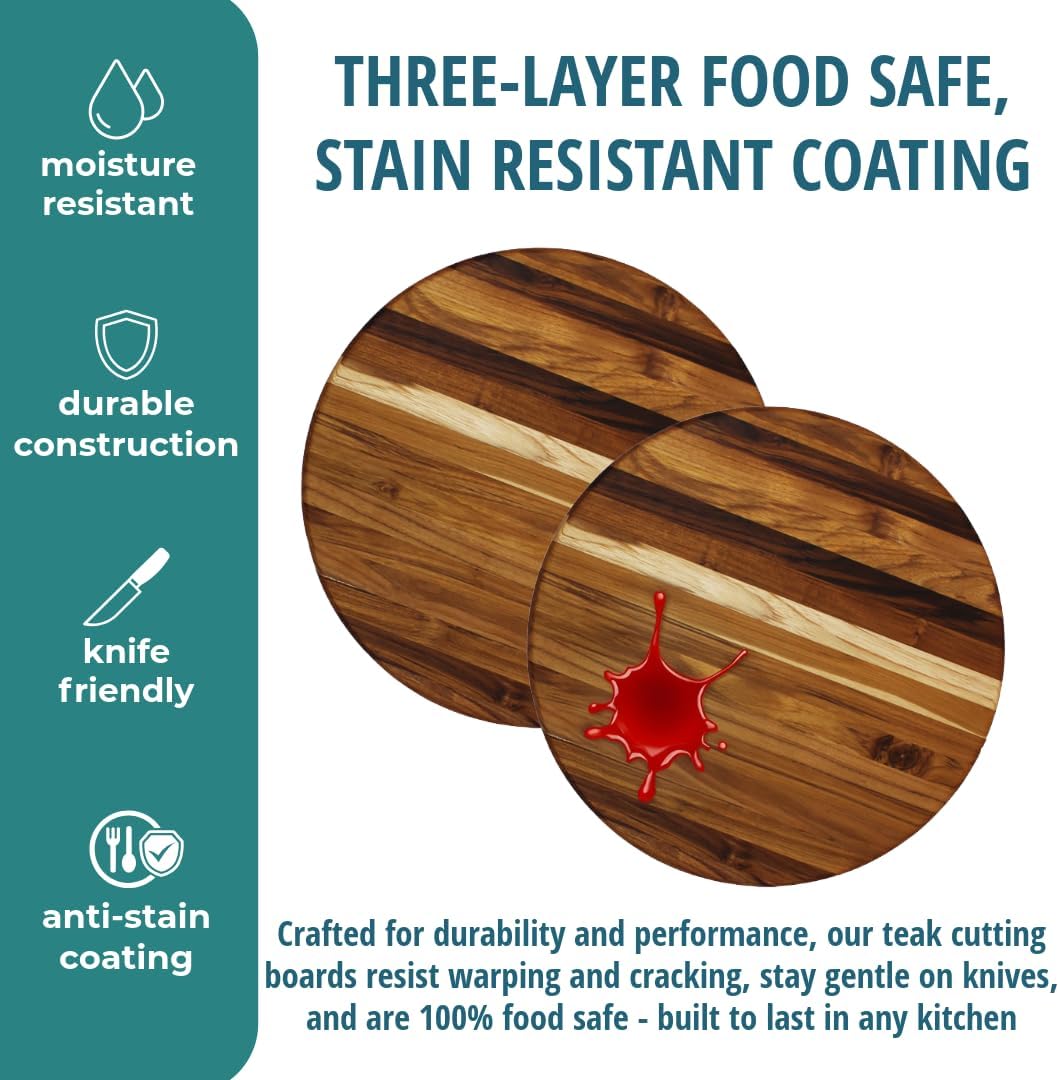 Teak Cutting Board 18x14 with Juice Groove & Handle