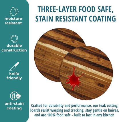Teak Cutting Board 18x14 with Juice Groove & Handle