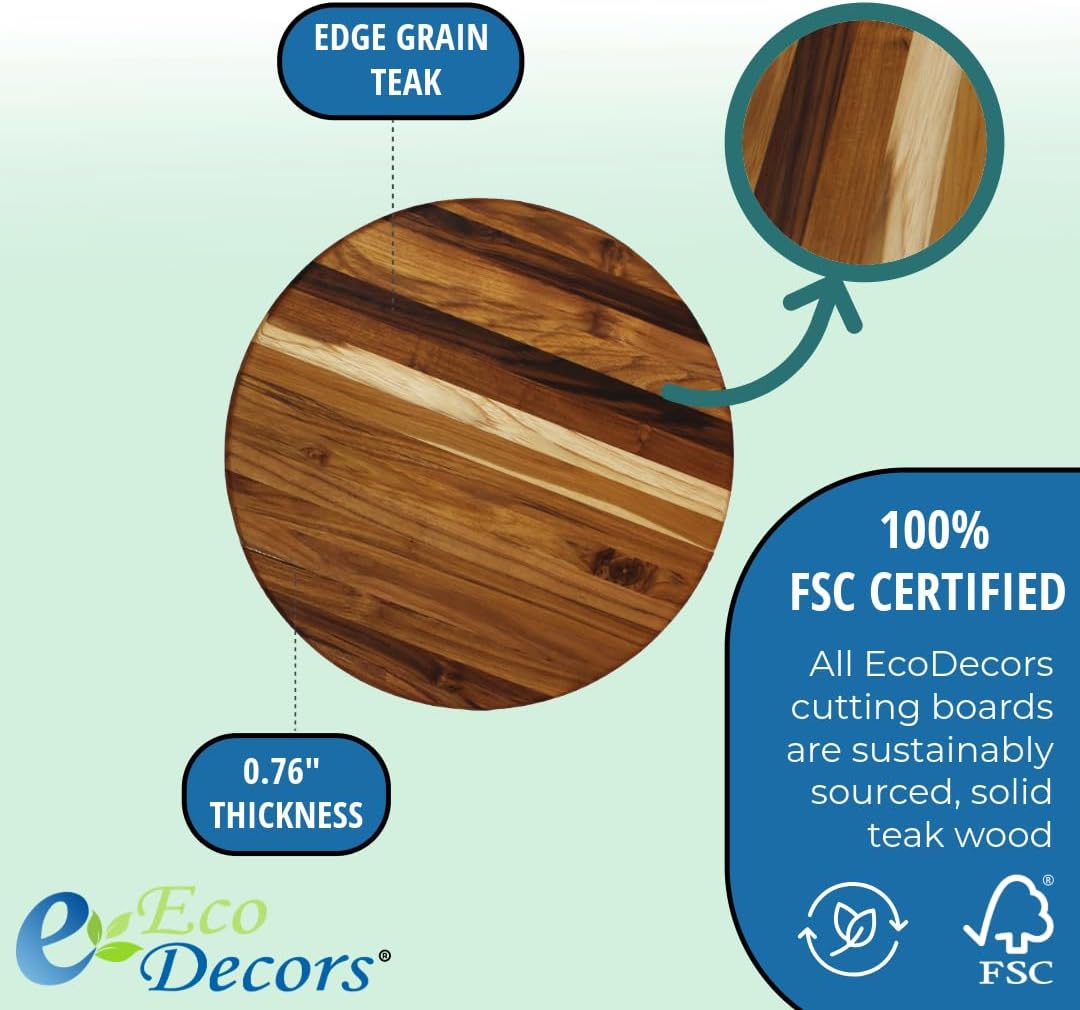 Teak Cutting Board 18x14 with Juice Groove & Handle