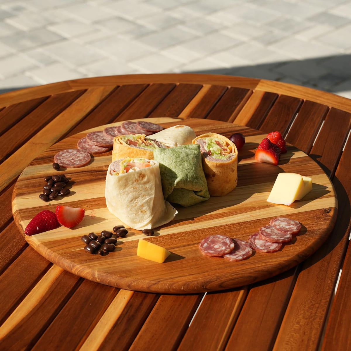 Teak Cutting Board 18x14 with Juice Groove & Handle