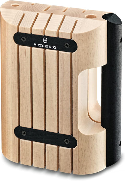 Knife Block, Space for 6 Knives, Knife Storage, Compact, Space-Saving, Elegant Design Made of Wood, Almond Beige