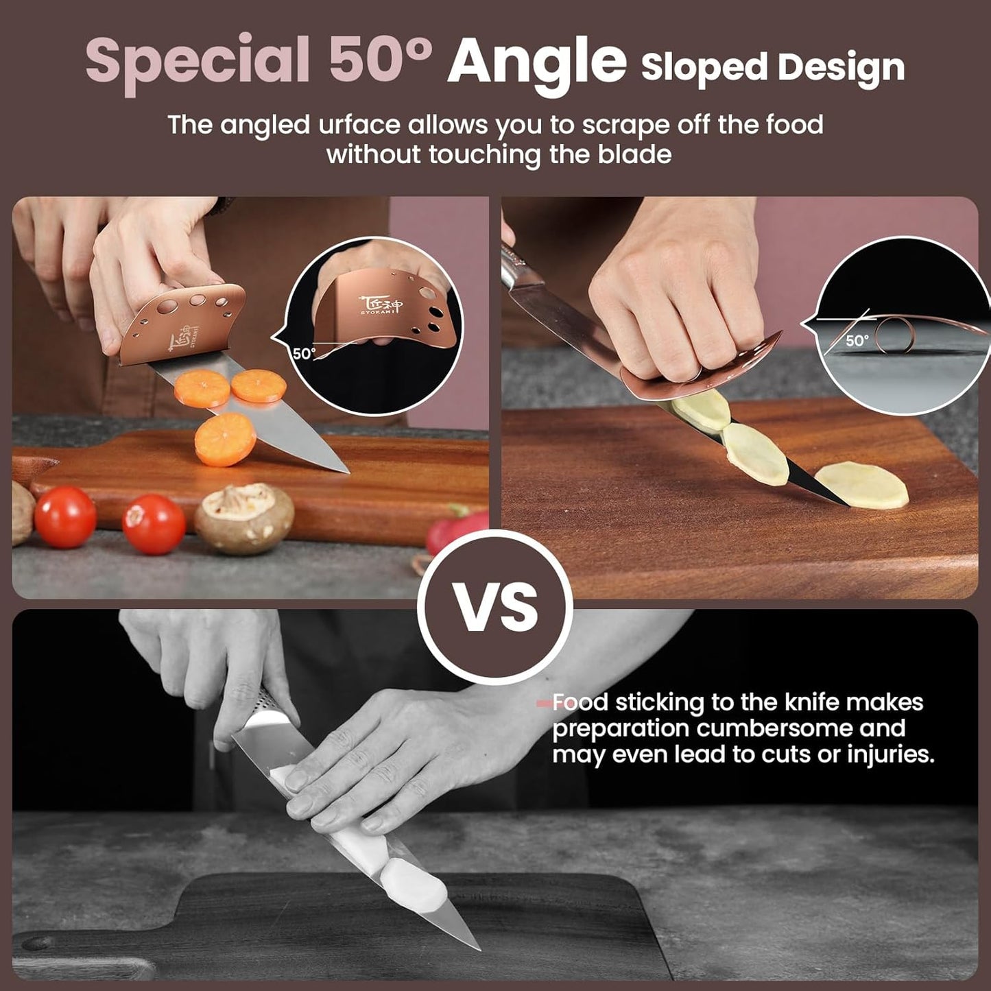 Finger Guards for Cutting Food, Protects Women’s Fingers and Nails, Ideal Gift for Her, Mom or Wife, 2 Stainless Steel Finger Protectors with Herb Stripper, Adjustable Size