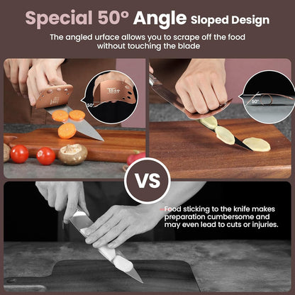 Finger Guards for Cutting Food, Protects Women’s Fingers and Nails, Ideal Gift for Her, Mom or Wife, 2 Stainless Steel Finger Protectors with Herb Stripper, Adjustable Size