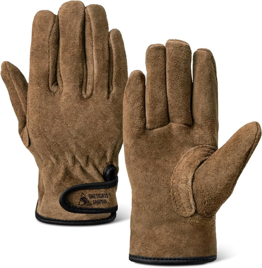 Welding Gloves,Fireproof Leather Work Gloves for Men/Women - Forge, BBQ, Camping, Wood Stove,Heat-Resistant Cowhide, Comfort Lined