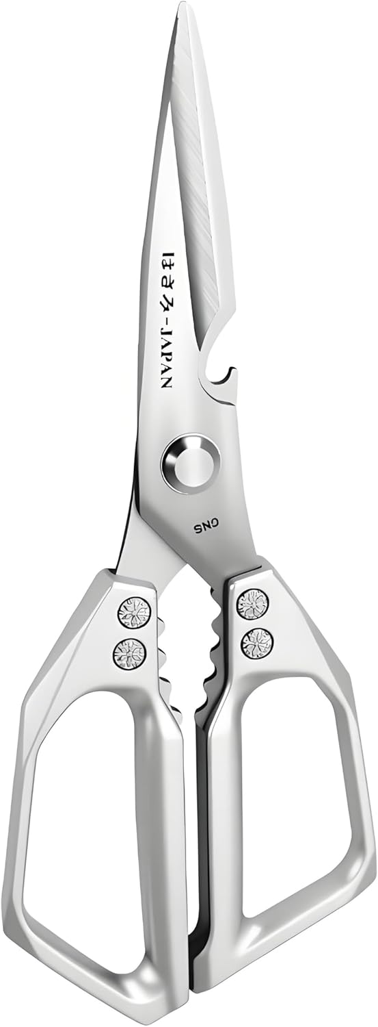 Kitchen Scissors, All Purpose，Ultra Sharp Meat Scissors，Heavy Duty Silver Cooking Scissor，Dishwash Safe Stainless Steel Kitchen Shears for Food, Chicken Bones, Turkey