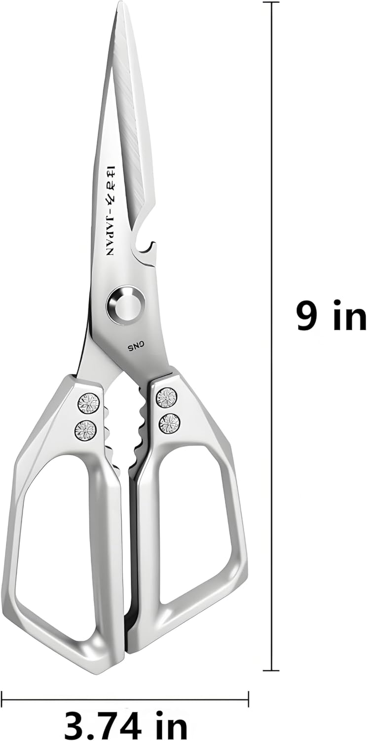Kitchen Scissors, All Purpose，Ultra Sharp Meat Scissors，Heavy Duty Silver Cooking Scissor，Dishwash Safe Stainless Steel Kitchen Shears for Food, Chicken Bones, Turkey